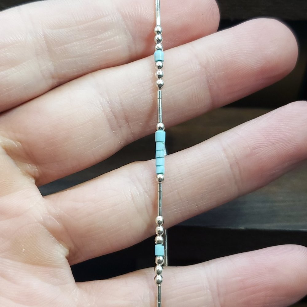 7 Inch 925 Sterling Silver Small Blue Stones Bracelet